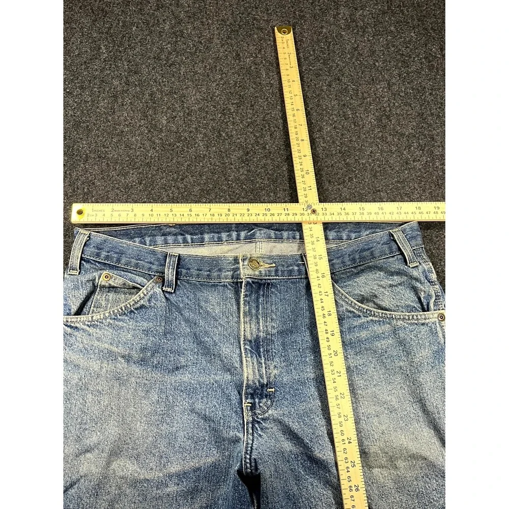 Dickies Carpenter Jeans Men 35x29 Blue Denim Logo Mid Rise Straight Leg Workwear